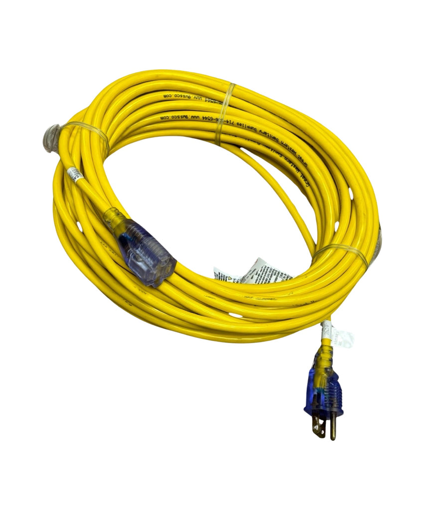 Extension Cord 16/3 AWG SJTW Safety Yellow Lite 50' - Deckhand Supply
