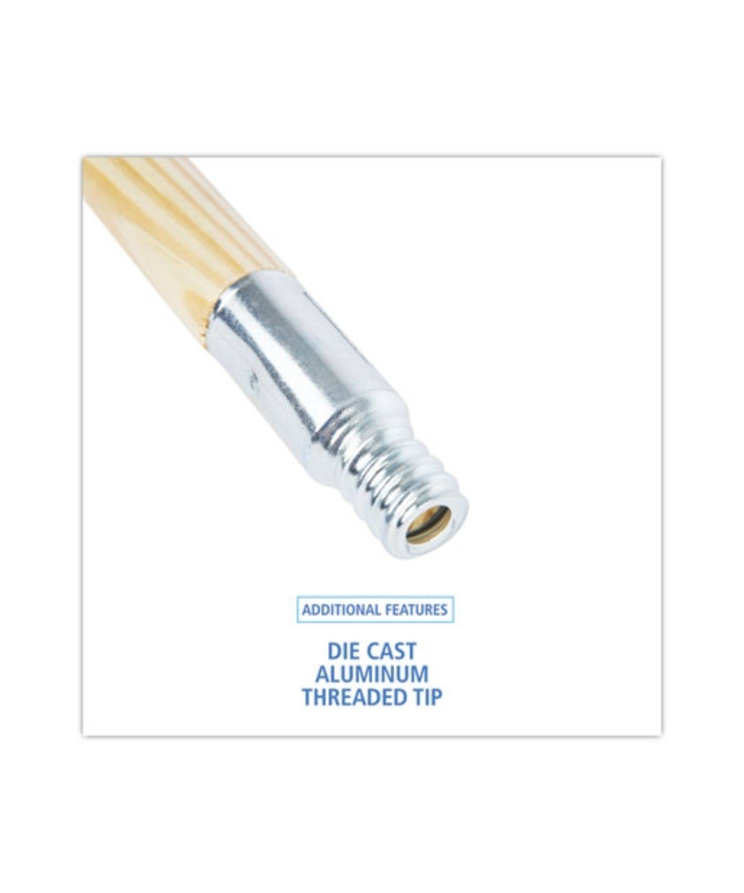 Deck Brush Handle Metal Tip Threaded Hardwood, 0.94" diameter x 60" tall