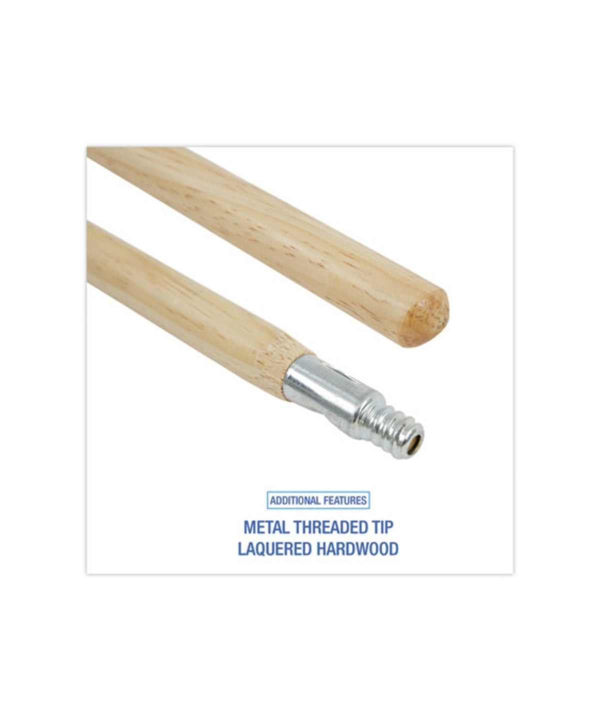 Deck Brush Handle H-D Metal Tip Threaded Hardwood, 1.13" diameter x 60" tall